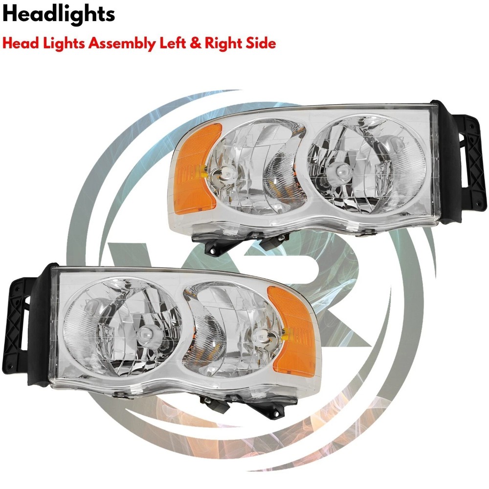 Front Grille Assembly & Head Light Assembly For 2006-2009 Dodge Ram 1500
