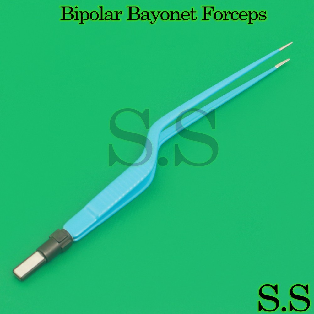 Bipolar Bayonet Forceps 8" ReUsable Electrosurgical Instruments, EL-012