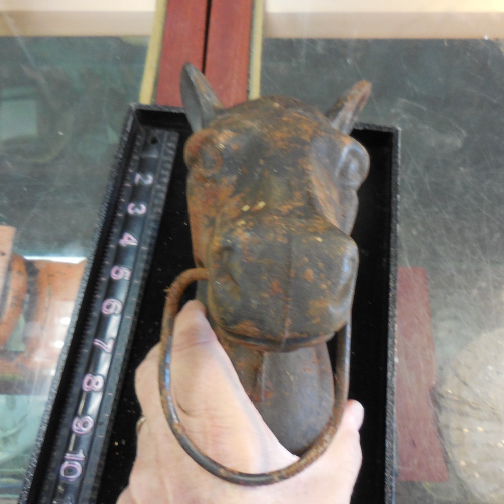 Vintage Cast Iron Horse Head Hitching Post Top With Ring
