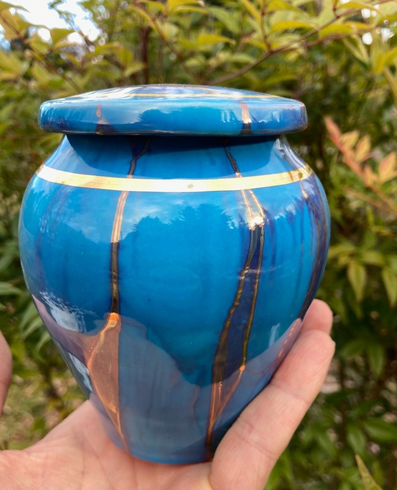Handmade Ceramic Cremation Urn in Ruby Red, small size for pet ashes, 50 ci