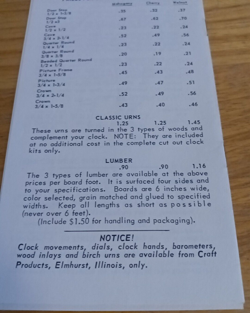 A Neely Hall No 363 Hall Clock Craft Patterns Studio 1963 Vintage Craft Patterns