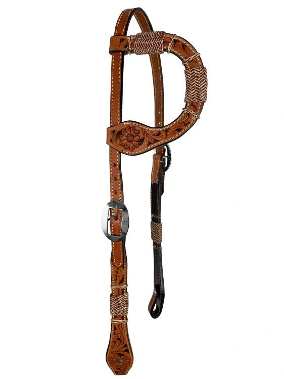 Showman Floral Tooled Single Ear Leather Headstall