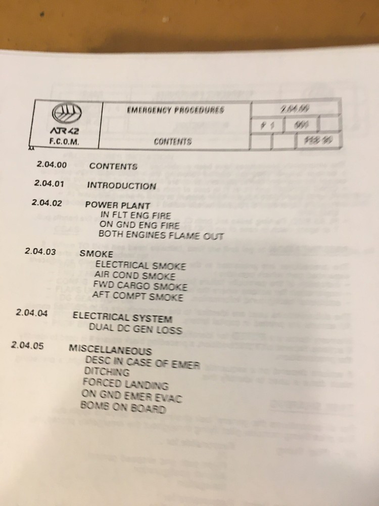 ATR 42 Operating Procedures Manual