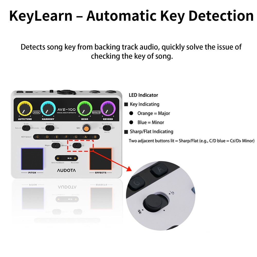 Multi-Effect Vocal Processor Intelligent Loop, OTG Audio Interface with Adapter
