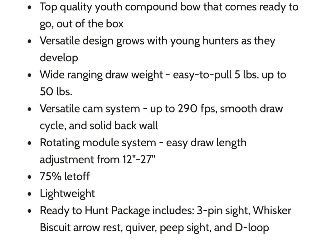 Bear Archery Royale Youth Left Hand Compound Bow Strata