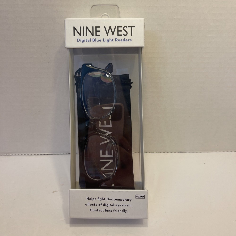 NINE WEST Digital Blue Light Filtering Glasses +2.00 Peyton Blackw/case