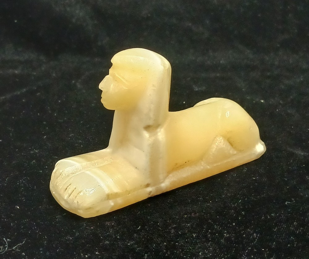 Hand Carved Egyptian Alabaster Stone Sphinx