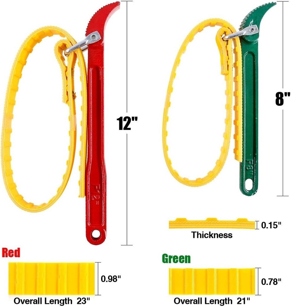 Bright Color 2-Pack Adjustable Strap Wrenches: 12" & 7.8" for Home Projects