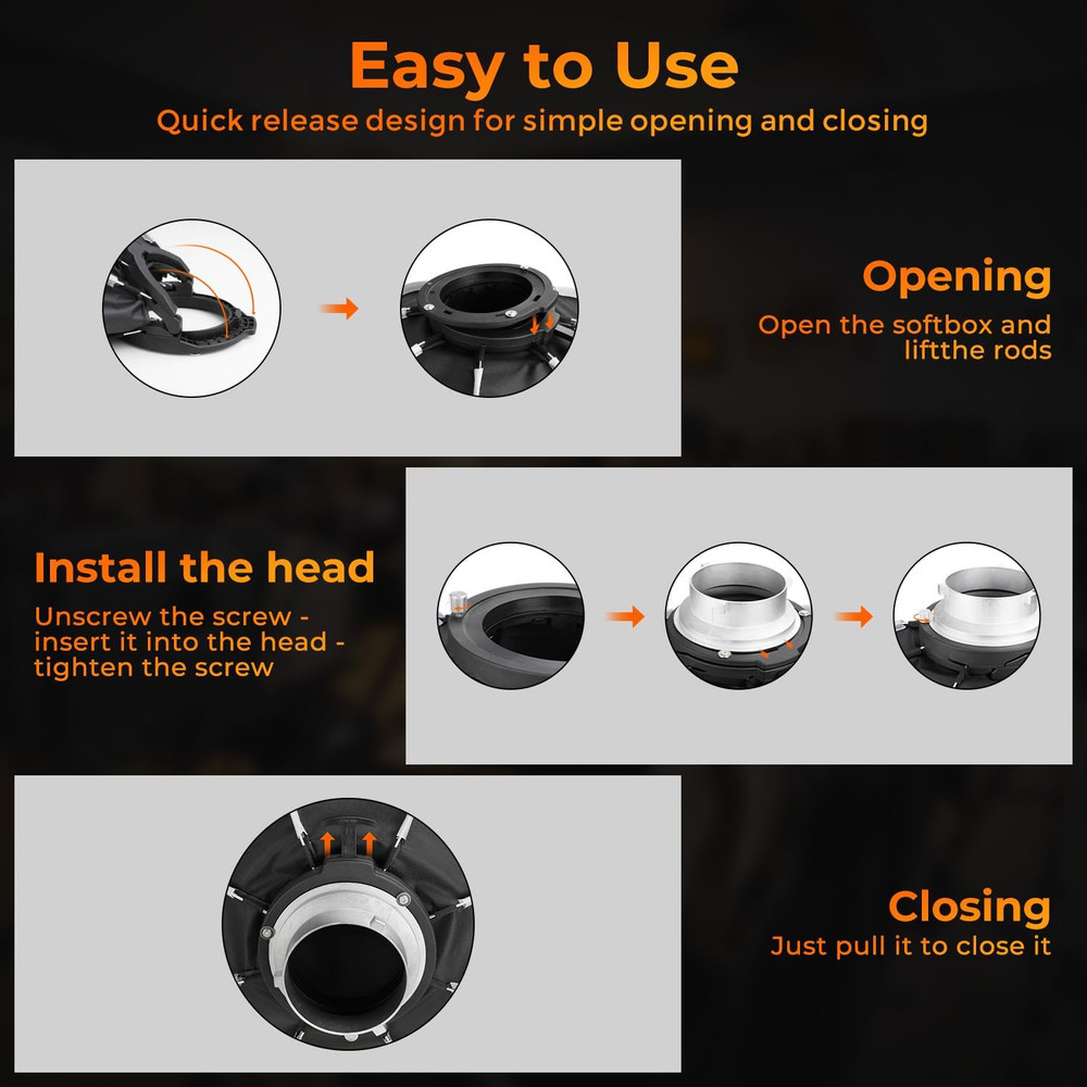 35.4"/90Cm Octagonal Softbox with Quick Release Bowens Mount, Portable & Collaps