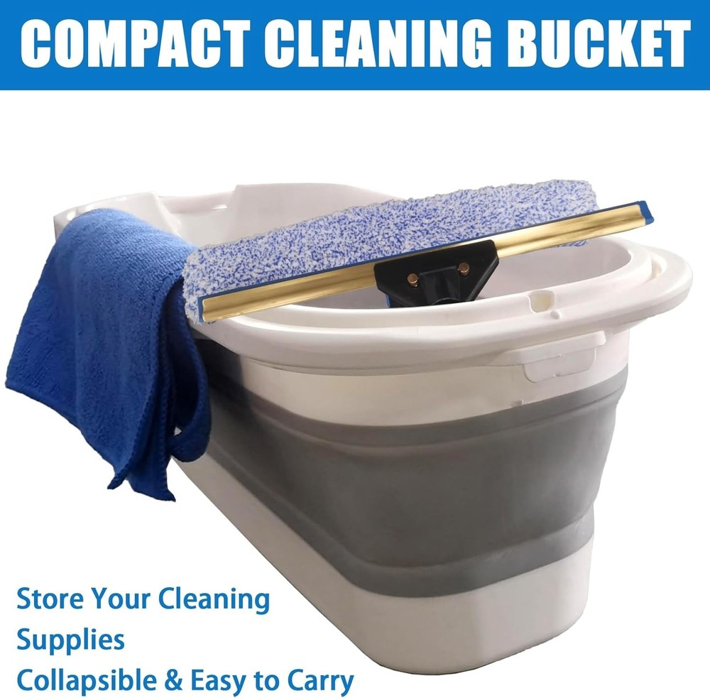 Effortless Clean Squeegee Kit with Adjustable Pole & Microfiber Cloths Inside