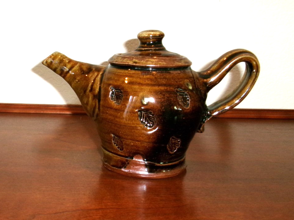 Handmade Pottery Tea Pot 6" Tall Brown Rustic