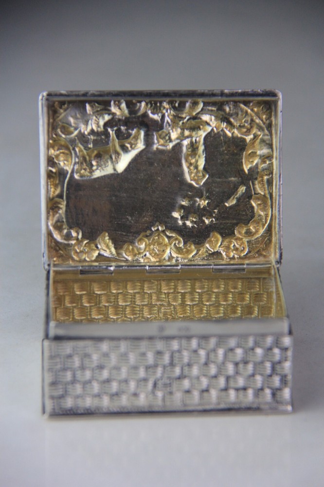 Antique German Hanau 800 Silver Rectangular Hinged Box w/ Embossed Farming Scene