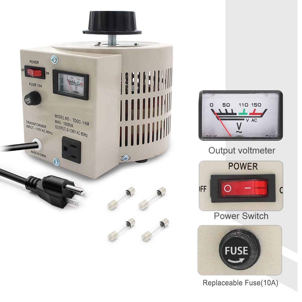 LVYUAN Variable Transformer 0-130V Output 1000VA