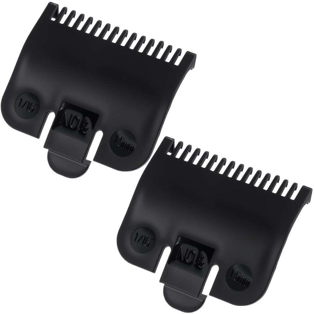 Versatile 2 Pcs Black Clipper Guards - Ideal for Pets & Humans, 1/16'' Size