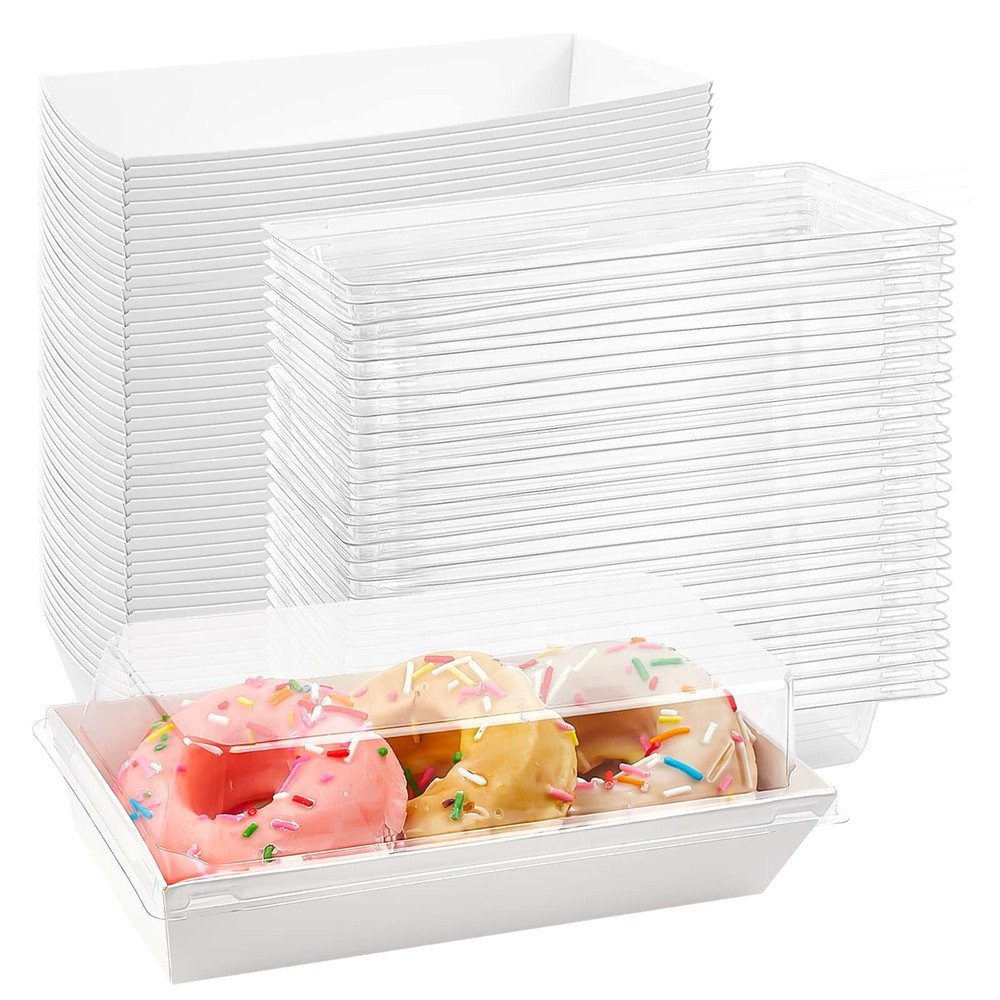 Charcuterie Boxes with Clear Lids 50 Pack White Bakery Boxes Cookie Boxes Sma...