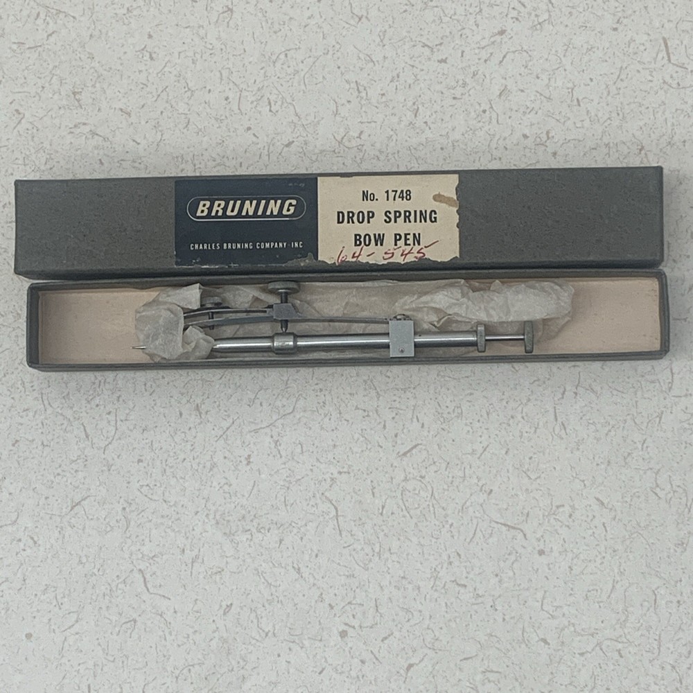 Vintage Bruning # 1748 Drop Spring Bow Pen Germany Drafting Engineer Tool RARE!