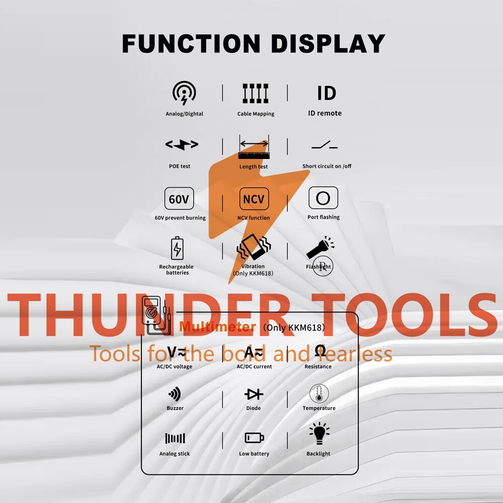 Thunder Tools KKMoon KKM618 Handheld Portable Cable Tester with LCD