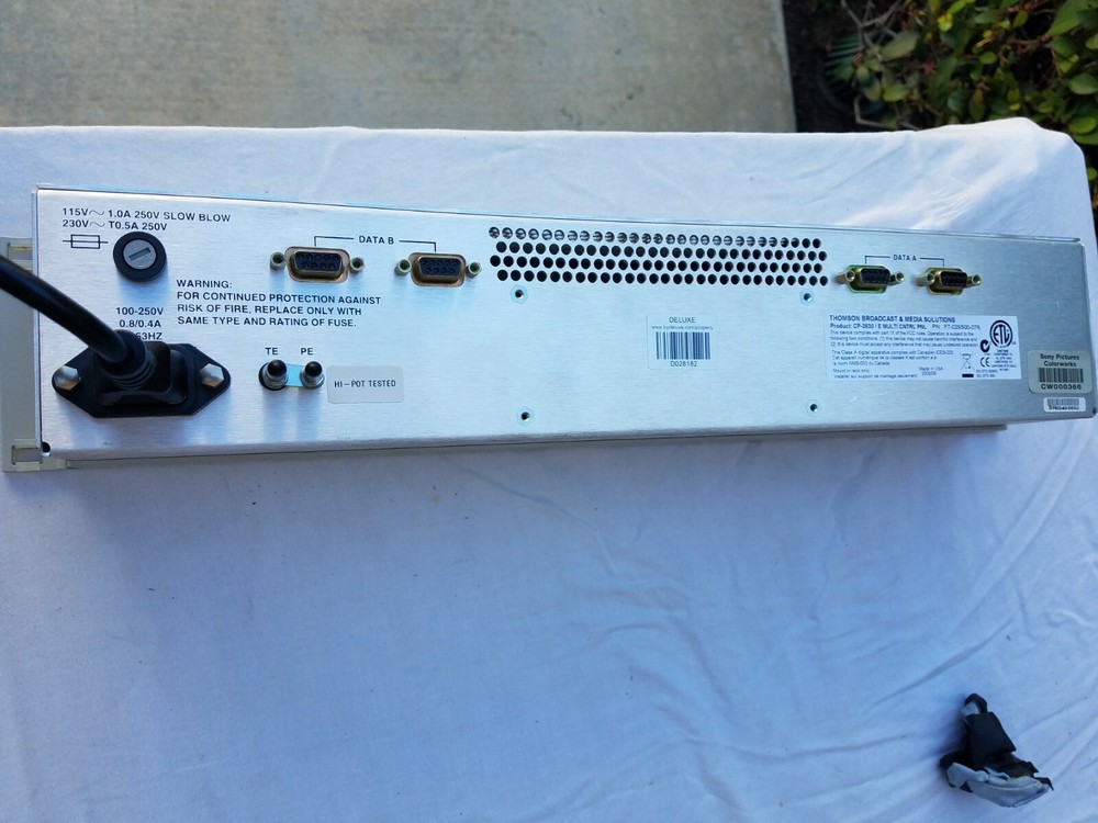 GRASS VALLEY CP3830/CP3809 - VIDEO SINGLE CONTROL PANEL(S)