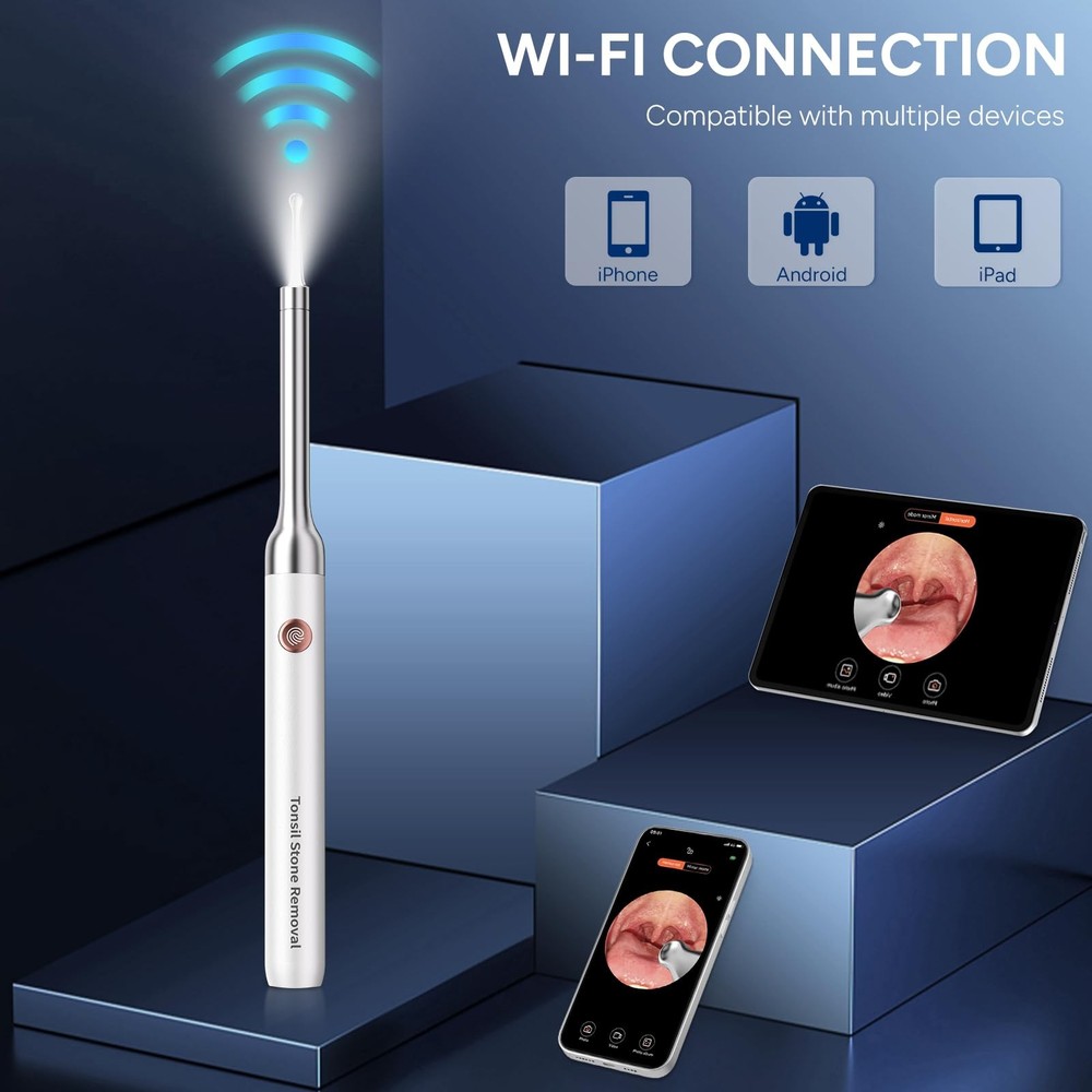 Tonsil Stone Remover with Camera - Upgraded Visual Tonsil Stone Removal Kit w...