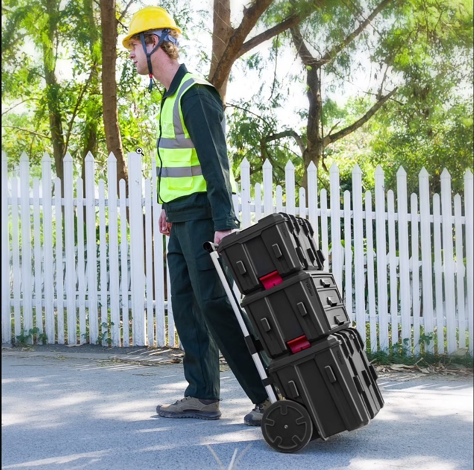 Hyper Stack Heavy Duty Modular Rolling Toolbox System, Black