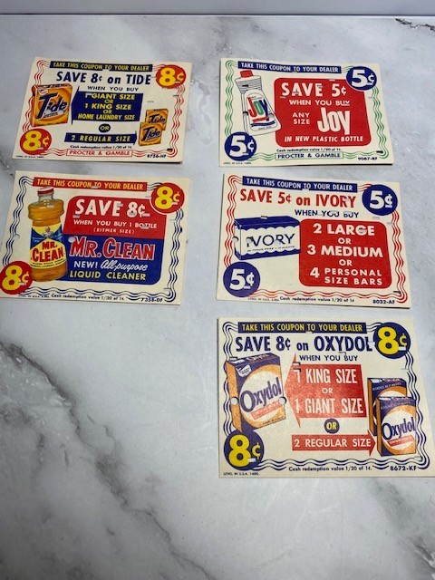 Procter & Gamble Grocery Store Coupons Key Punch Code Vintage 1960's