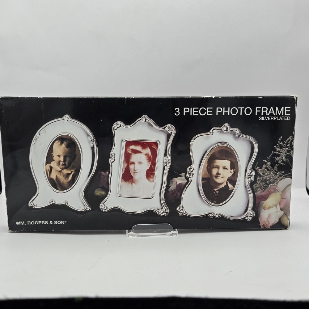 Wm Rogers Silverplate Photo Frame Set Vintage