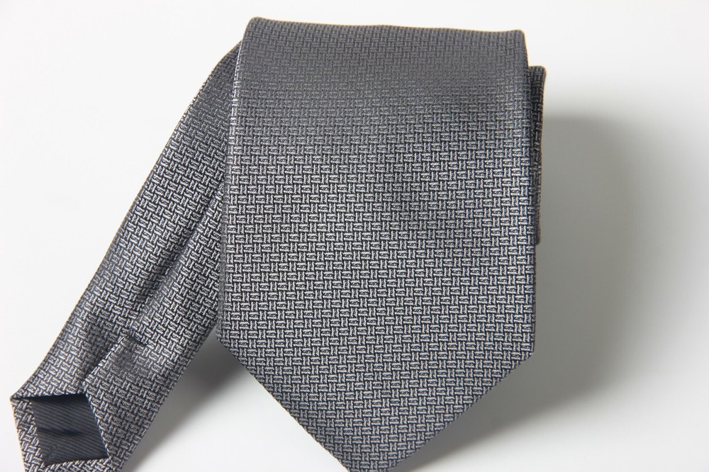 New Classic Solid Gray JACQUARD WOVEN 100% Silk Men's Necktie Tie