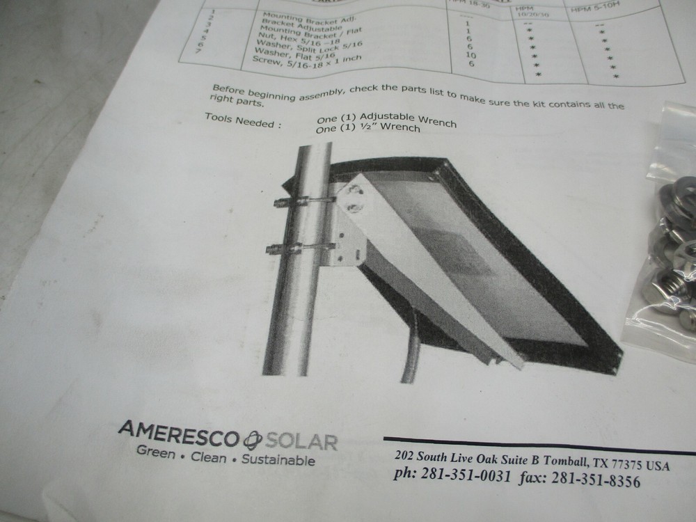 Ameresco Solar Panel Mounting Bracket hpm 18-30