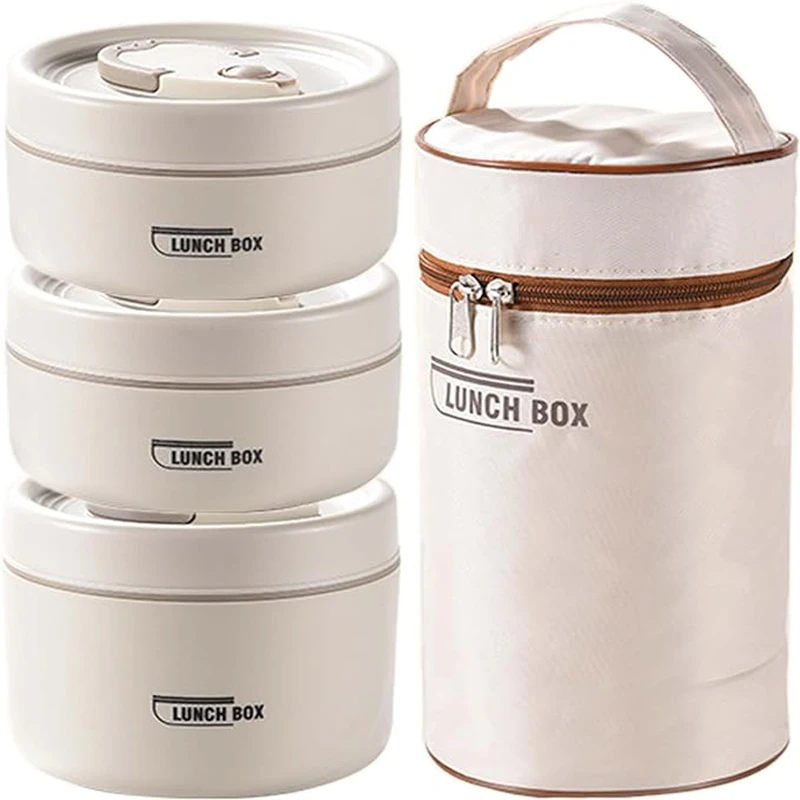 Portable Insulated Lunch Container Set - Stackable Thermal Boxes for Adults & Ki
