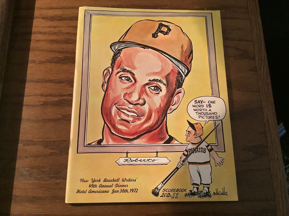 Rare 1972 Roberto Clemente Baseball Writers Program.