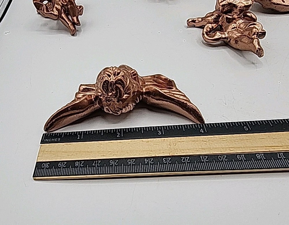 6 Dolls House Wall Hanging Cherubs Copper Painted Ceramic