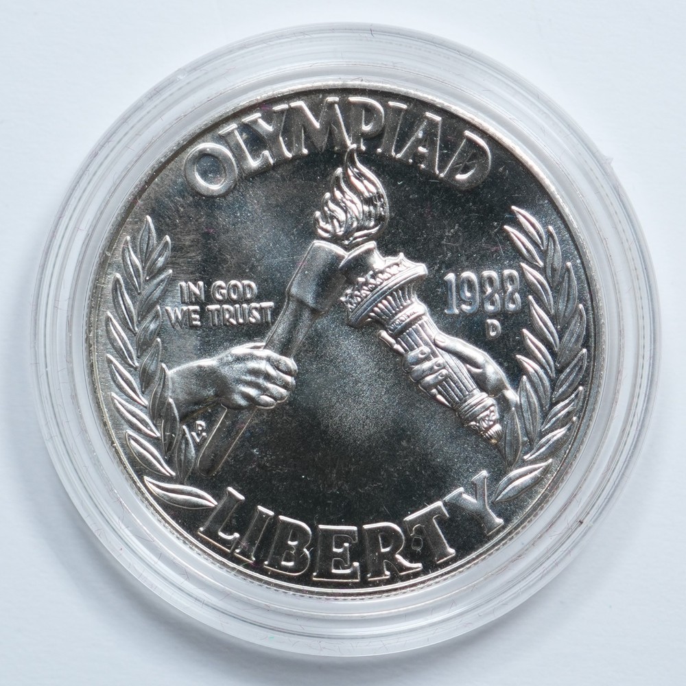 1988-D Olympiad Commemorative Dollar - Coin & Capsule