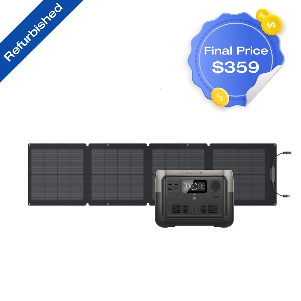 EcoFlow Solar Generator RIVER 2 Max 512Wh+110W Solar Panel Certified Refurbished