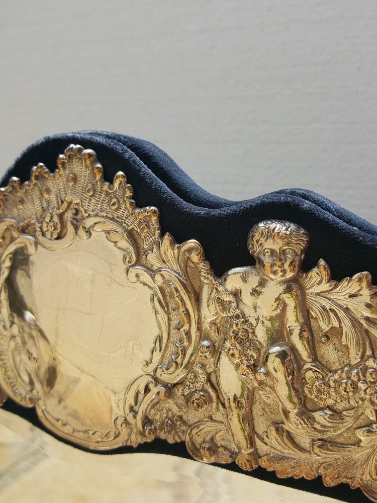 IMPORTANT STERLING SILVER CHERUBS DRESSING TABLE 28" LONG MIRROR