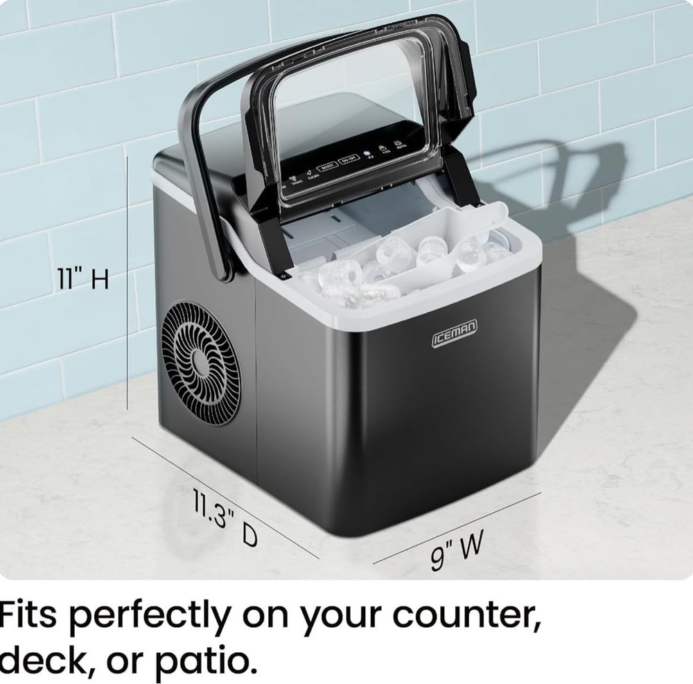 Dual-Size Countertop Ice Maker - Portable Ice Machine with Self-Cleaning Feature