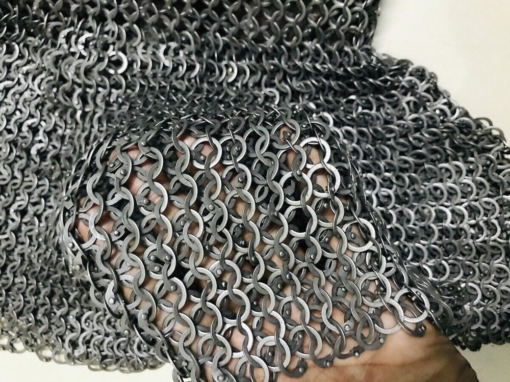 Christmas 9mm Collar Chainmail oil finished Mild Steel Flat Riveted+Solid Ring