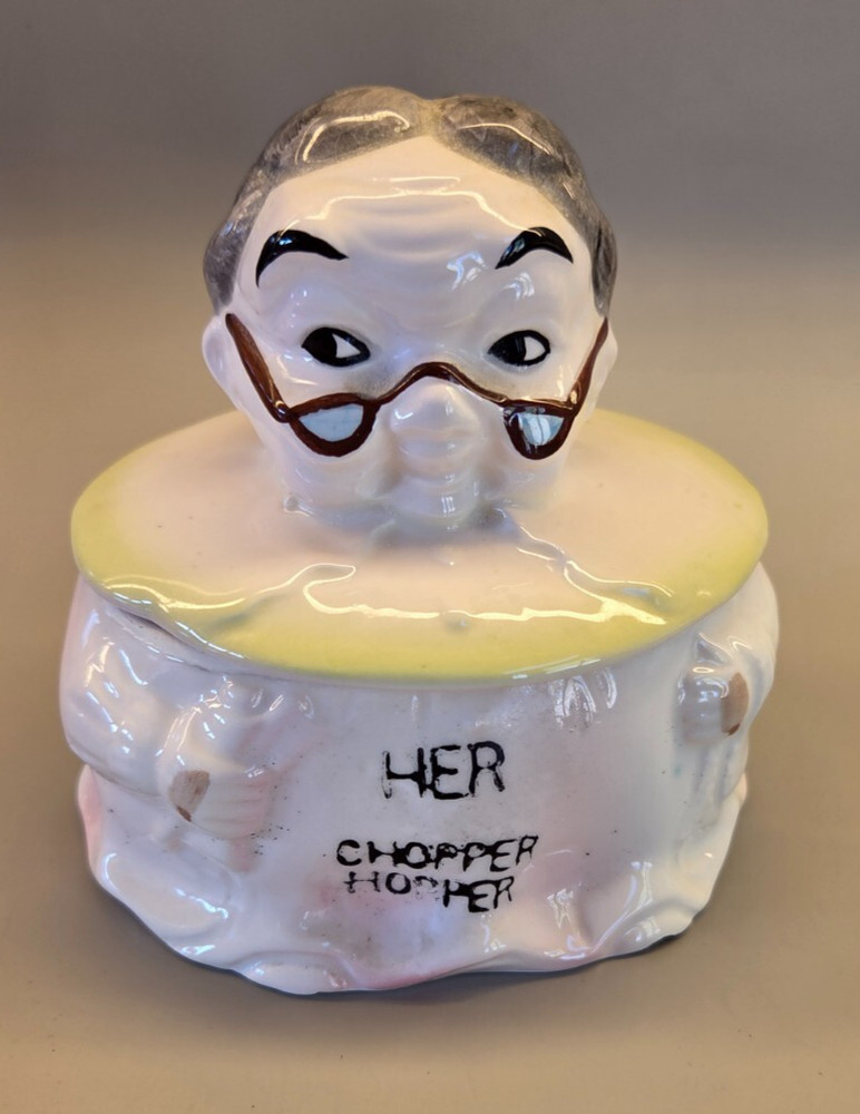 Vintage Ceramic Hers Chopper Hopper Denture Holders Mid-Century Kitsch