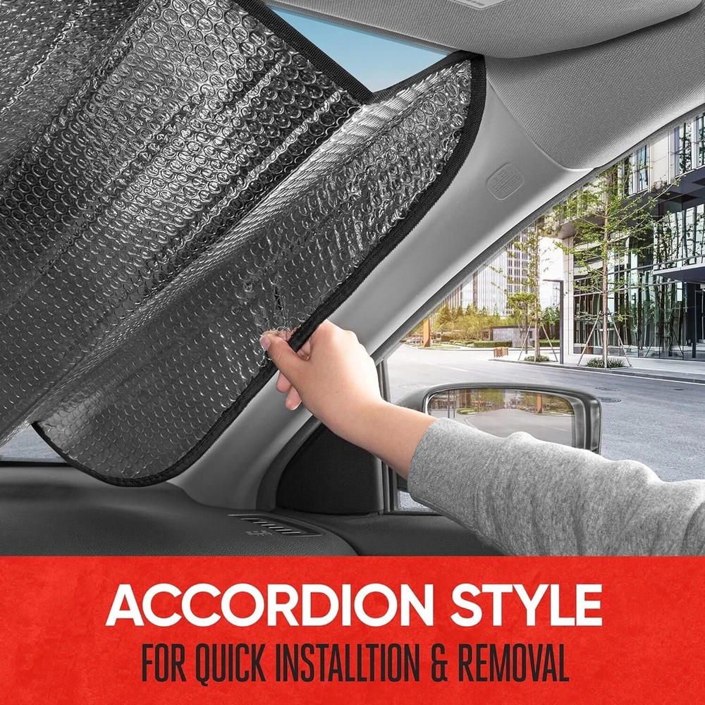 Motor Trend Auto Sun Shade - BLACK Jumbo Windshield Front Window Protection
