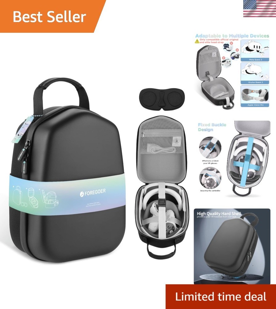 Travel-Ready VR Carrying Case for Quest 2/3 - Includes Lens Protector & Storage