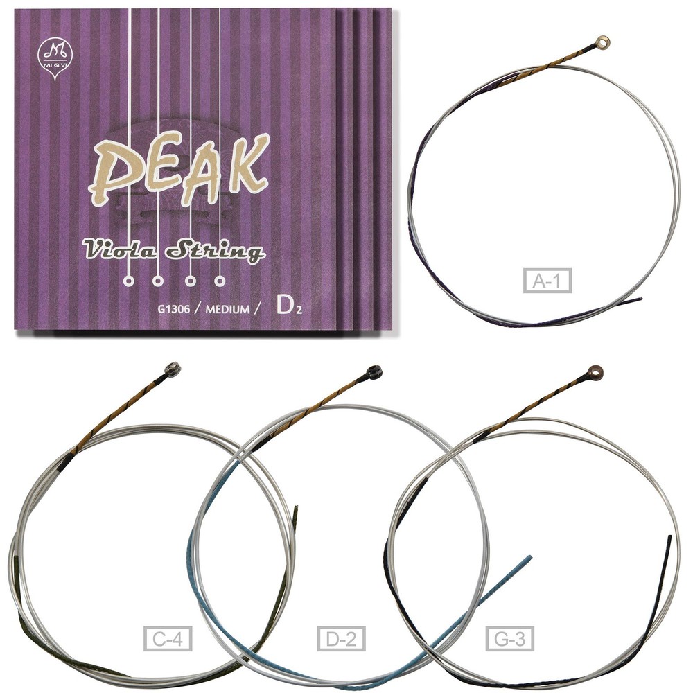 PEAK Viola Strings 11" - Synthetic Core Pure Silver Ball-End