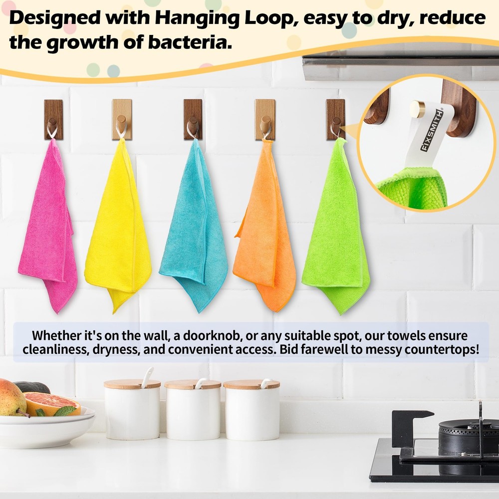 FIXSMITH Microfiber Cleaning Cloth, 20 Pack 20PK, 5 Colors Assorted