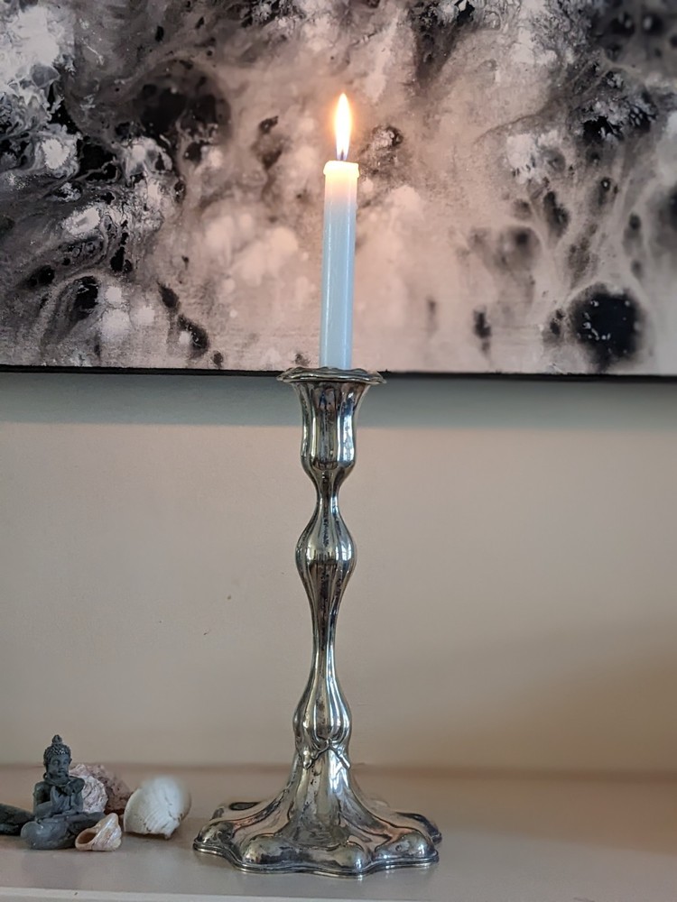 Vintage  Silver Plate  Candlestick beautiful elegant fluid style
