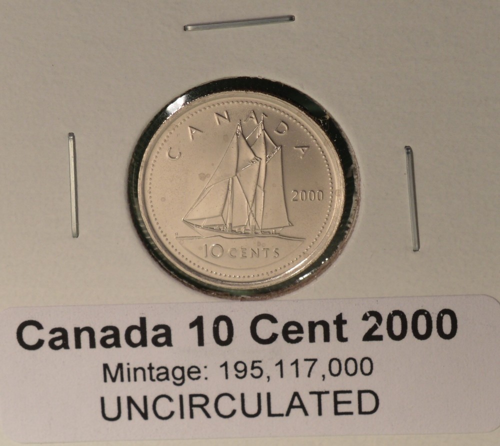 2000 Canada Dime - UNCIRCULATED - from original mint roll