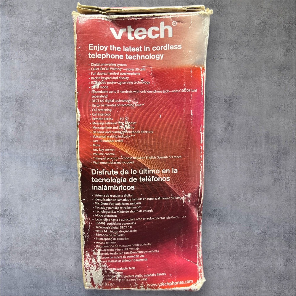 VTech CS6829 Cordless Phone w/ Base & Answering System – Powers On, Untested