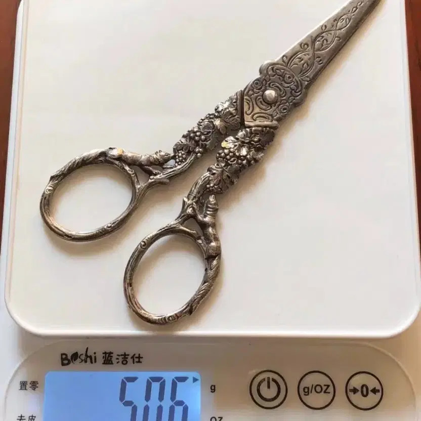 19th Century Silver 800 Scissors Antique