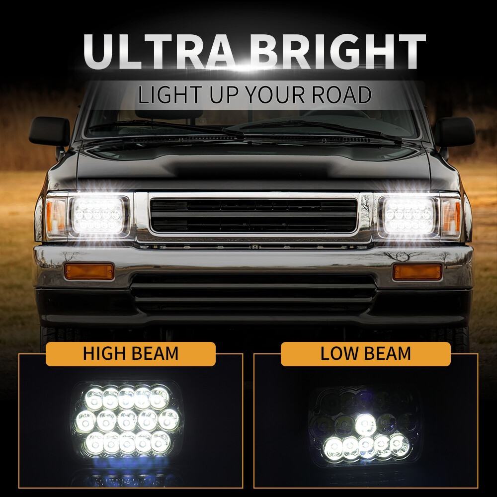 Pair 7X6" 5x7" LED Headlights Square For Chevy Express Cargo Van 1500 2500 3500