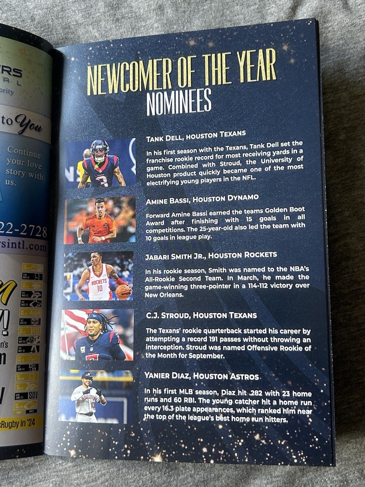 Houston Sports Awards 1/30/2024 Program.