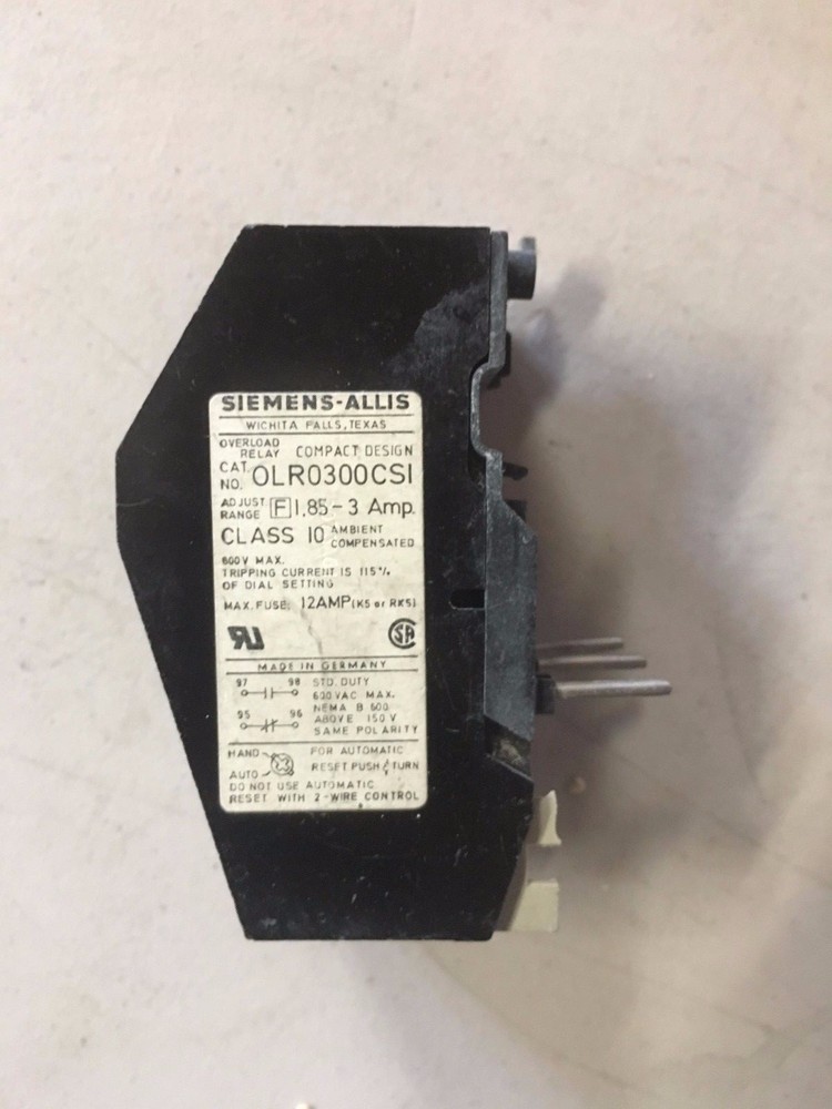 OLR0300CS1 Siemens Overload Relay 1.85-3A Chipped