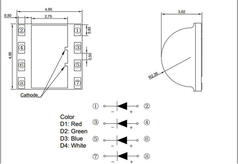 4 in 1 Multicolor Flashlight, Single Mode White, Red, Green, Blue Light, LED Fla