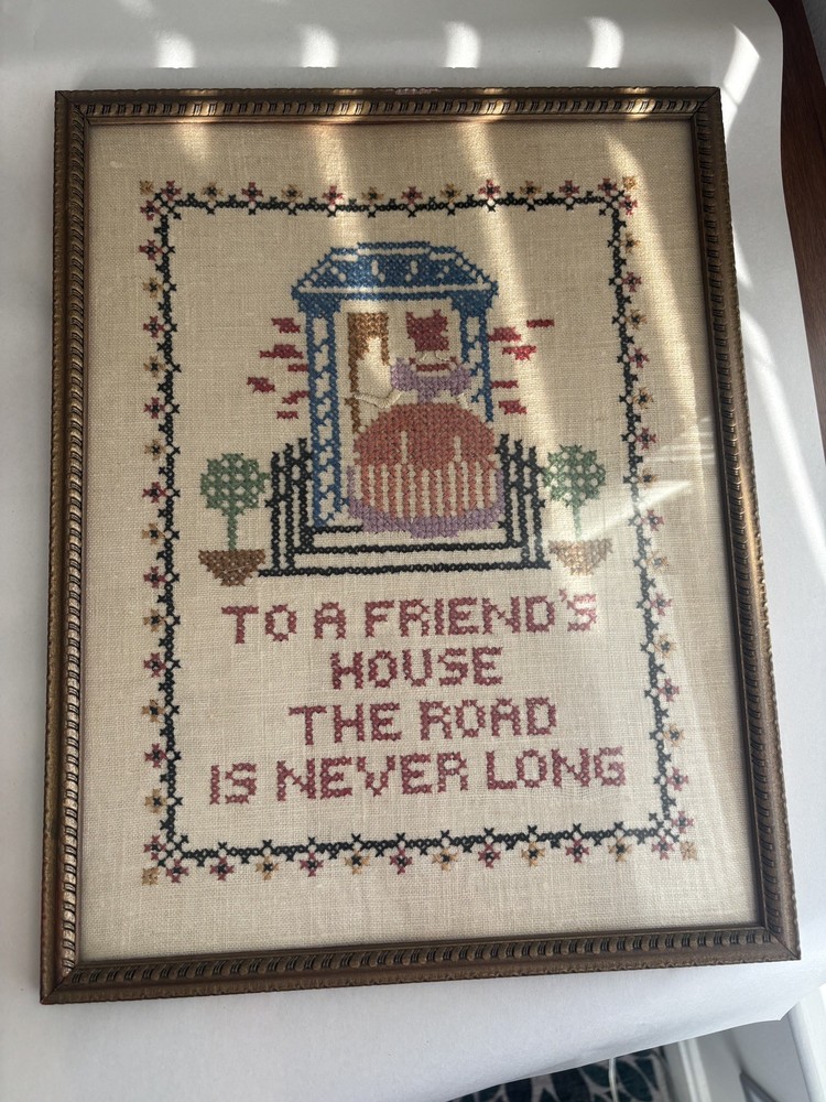 Vintage Handmade Cross Stitch signed (1941?) on back